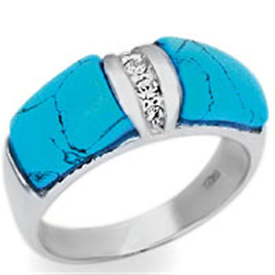 20611 - High-Polished 925 Sterling Silver Ring with Synthetic Turquoise in Sea Blue
