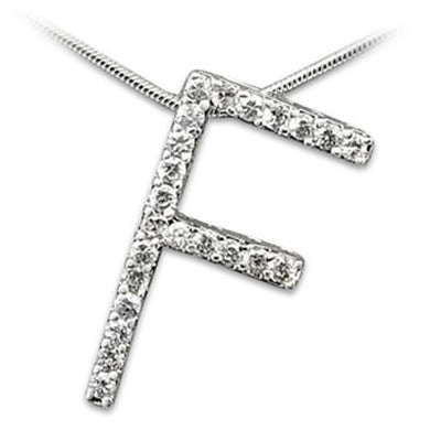 21606 - Rhodium Brass Pendant with AAA Grade CZ  in Clear