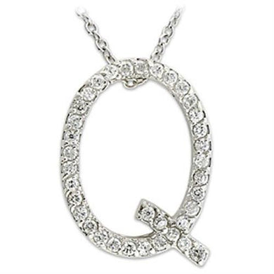 21616 - Rhodium Brass Pendant with AAA Grade CZ  in Clear