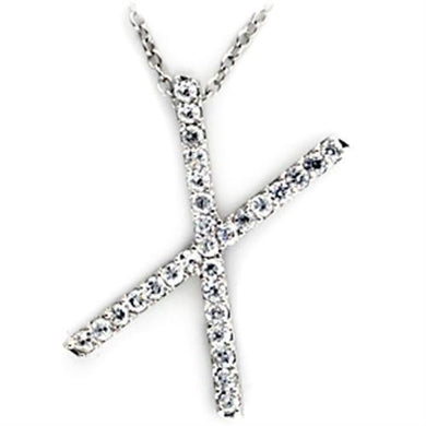 21622 - Rhodium Brass Pendant with AAA Grade CZ  in Clear