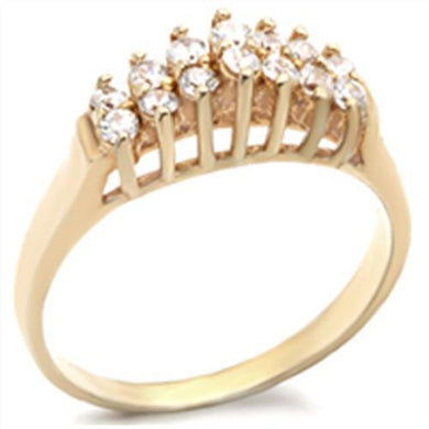 2W004 Gold Brass Ring with AAA Grade CZ in Clear