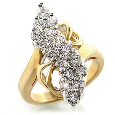 2W017 - Gold+Rhodium Brass Ring with AAA Grade CZ  in Clear