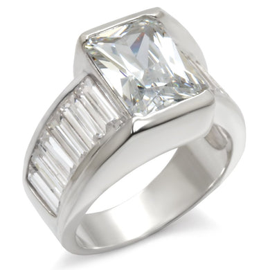 30331 - High-Polished 925 Sterling Silver Ring with AAA Grade CZ  in Clear