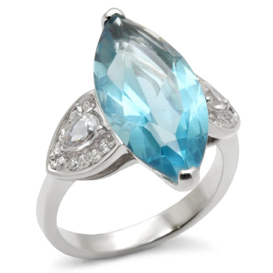 31212 - High-Polished 925 Sterling Silver Ring with Synthetic Spinel in Sea Blue