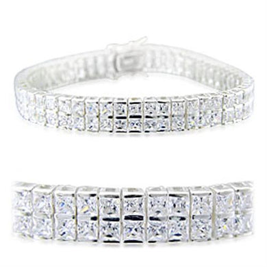 31920 - High-Polished 925 Sterling Silver Bracelet with AAA Grade CZ  in Clear