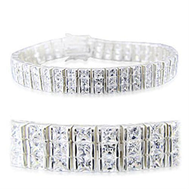 31923 - High-Polished 925 Sterling Silver Bracelet with AAA Grade CZ  in Clear