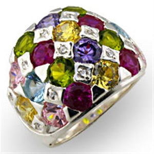 32906 - High-Polished 925 Sterling Silver Ring with AAA Grade CZ  in Multi Color