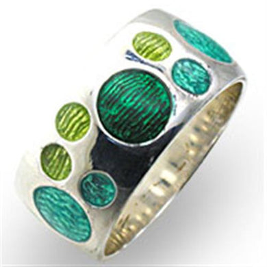 33904 - High-Polished 925 Sterling Silver Ring with Epoxy  in Multi Color