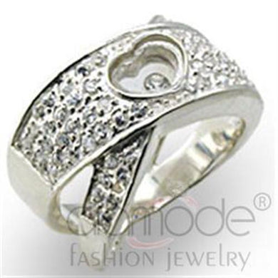 34114 - High-Polished 925 Sterling Silver Ring with Top Grade Crystal  in Clear