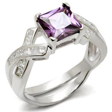 Load image into Gallery viewer, 34403 - High-Polished 925 Sterling Silver Ring with AAA Grade CZ  in Amethyst