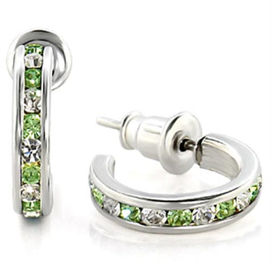 LOAS1345 High-Polished 925 Sterling Silver Earrings with Top Grade Crystal in Peridot