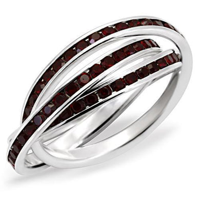 35113 - High-Polished 925 Sterling Silver Ring with Top Grade Crystal  in Garnet
