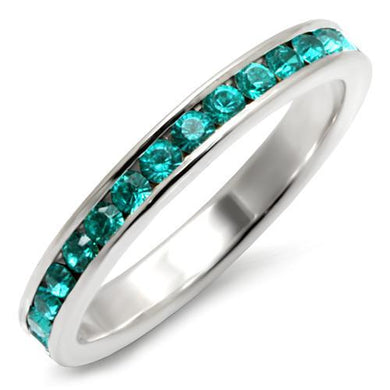 35148 - High-Polished 925 Sterling Silver Ring with Top Grade Crystal  in Blue Zircon