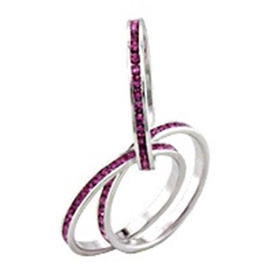35422 - Rhodium Brass Ring with Top Grade Crystal  in Rose
