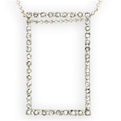 36516 - High-Polished 925 Sterling Silver Chain Pendant with Top Grade Crystal  in Clear