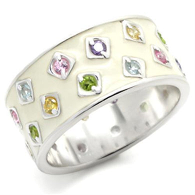 37405 - High-Polished 925 Sterling Silver Ring with AAA Grade CZ  in Multi Color