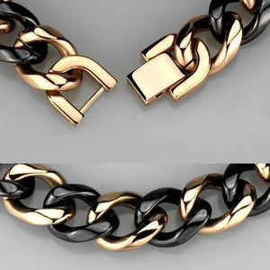 3W1002 - IP Rose Gold(Ion Plating) Stainless Steel Bracelet with Ceramic  in Jet