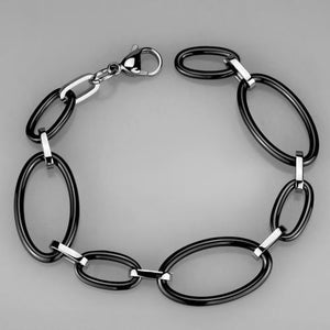 3W1003 - High polished (no plating) Stainless Steel Bracelet with Ceramic  in Jet