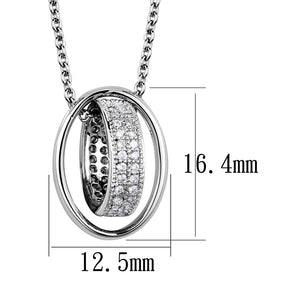 3W1032 - Rhodium Brass Chain Pendant with AAA Grade CZ  in Clear