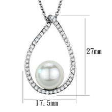 Load image into Gallery viewer, 3W1036 - Rhodium Brass Chain Pendant with Synthetic Pearl in White