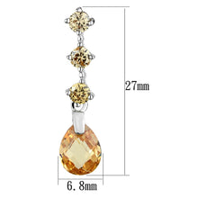 Load image into Gallery viewer, 3W1063 - Rhodium Brass Earrings with AAA Grade CZ  in Champagne