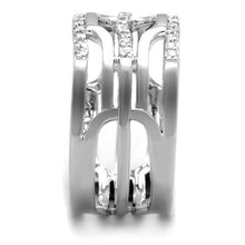 Load image into Gallery viewer, 3W1070 - Rhodium Brass Ring with AAA Grade CZ  in Clear