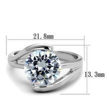 Load image into Gallery viewer, 3W1072 - Rhodium Brass Ring with AAA Grade CZ  in Clear