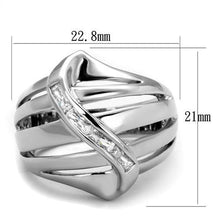 Load image into Gallery viewer, 3W1077 - Rhodium Brass Ring with AAA Grade CZ  in Clear