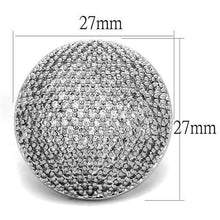 Load image into Gallery viewer, 3W1079 - Rhodium Brass Ring with AAA Grade CZ  in Clear
