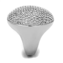 Load image into Gallery viewer, 3W1079 - Rhodium Brass Ring with AAA Grade CZ  in Clear