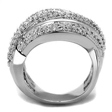Load image into Gallery viewer, 3W1081 - Rhodium Brass Ring with AAA Grade CZ  in Clear