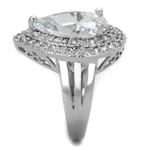 Load image into Gallery viewer, 3W1085 - Rhodium Brass Ring with AAA Grade CZ  in Clear