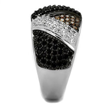 Load image into Gallery viewer, 3W1088 - Rhodium + Ruthenium Brass Ring with AAA Grade CZ  in Multi Color