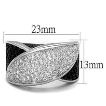Load image into Gallery viewer, 3W1089 - Rhodium + Ruthenium Brass Ring with AAA Grade CZ  in Black Diamond