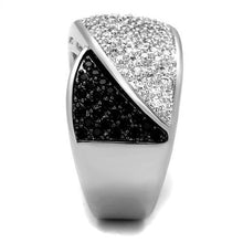 Load image into Gallery viewer, 3W1089 - Rhodium + Ruthenium Brass Ring with AAA Grade CZ  in Black Diamond