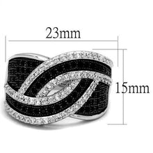 Load image into Gallery viewer, 3W1090 - Rhodium + Ruthenium Brass Ring with AAA Grade CZ  in Black Diamond