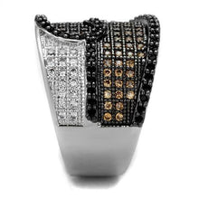 Load image into Gallery viewer, 3W1091 - Rhodium + Ruthenium Brass Ring with AAA Grade CZ  in Multi Color