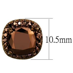 3W1116 - IP Coffee light Brass Earrings with AAA Grade CZ  in Light Coffee