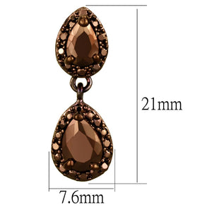 3W1117 - IP Coffee light Brass Earrings with AAA Grade CZ  in Light Coffee