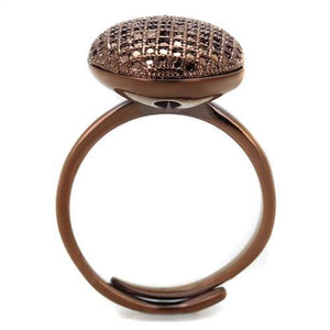 3W1178 - IP Coffee light Brass Ring with AAA Grade CZ  in Light Coffee