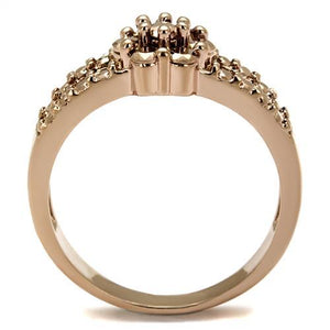 3W1192 - IP Rose Gold(Ion Plating) Brass Ring with AAA Grade CZ  in Metallic Light Gold