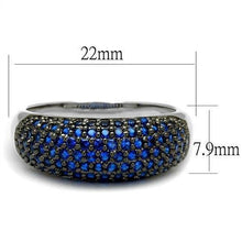 Load image into Gallery viewer, 3W1212 - Rhodium + Ruthenium Brass Ring with AAA Grade CZ  in London Blue