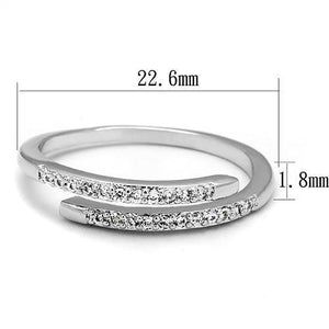 3W1222 - Rhodium Brass Ring with AAA Grade CZ  in Clear