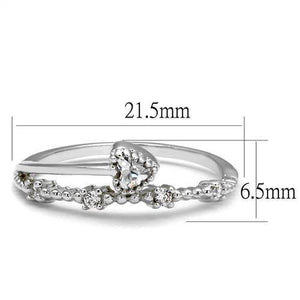3W1223 - Rhodium Brass Ring with AAA Grade CZ  in Clear