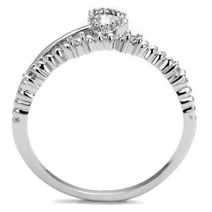 3W1223 - Rhodium Brass Ring with AAA Grade CZ  in Clear