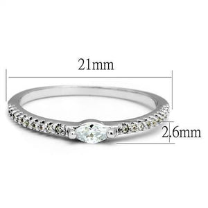 3W1225 - Rhodium Brass Ring with AAA Grade CZ  in Clear