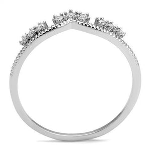 3W1226 - Rhodium Brass Ring with AAA Grade CZ  in Clear