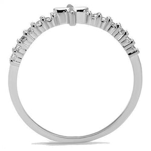 3W1227 - Rhodium Brass Ring with AAA Grade CZ  in Clear