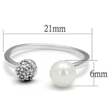 Load image into Gallery viewer, 3W1230 - Rhodium Brass Ring with Synthetic Pearl in White