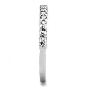 3W1232 - Rhodium Brass Ring with AAA Grade CZ  in Clear